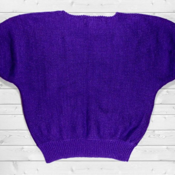 Vintage Purple Floral Short Sleeved Sweater - Picture 3 of 3